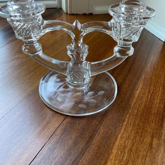 Vintage Indiana Glass / Crystal Double Candle Holder - Picture 5 of 6